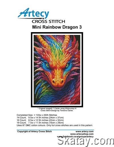 Artecy Cross Stitch - Mini Rainbow Dragon 3