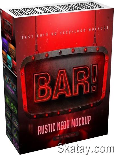 GraphicRiver - 3D Text/ Logo Mockup- Neon Pack