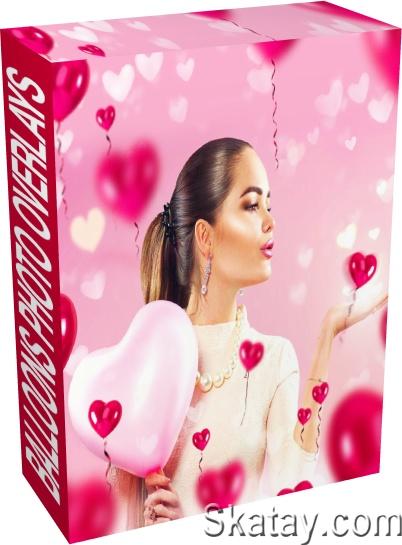 Invent Actions - 40 Heart Balloons Photo Overlays Valentines (PNG)