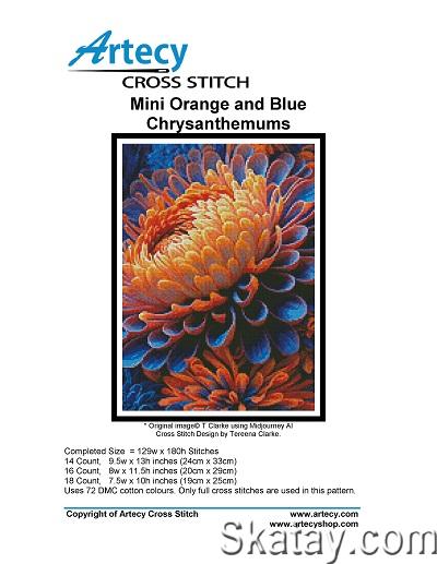 Artecy Cross Stitch - Mini Orange and Blue Chrysanthemums (2023)