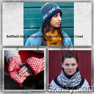 Bellfield Hat, Broughton mittens, Brunstane Cowl (2020)