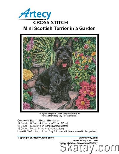 Artecy Cross Stitch - Mini Scottish Terrier in a Garden (2024)